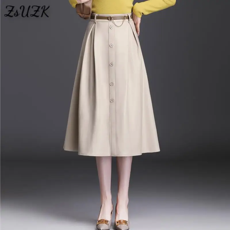 Женская плиссированная юбка-трапеция элегантная офисная модная юбка из