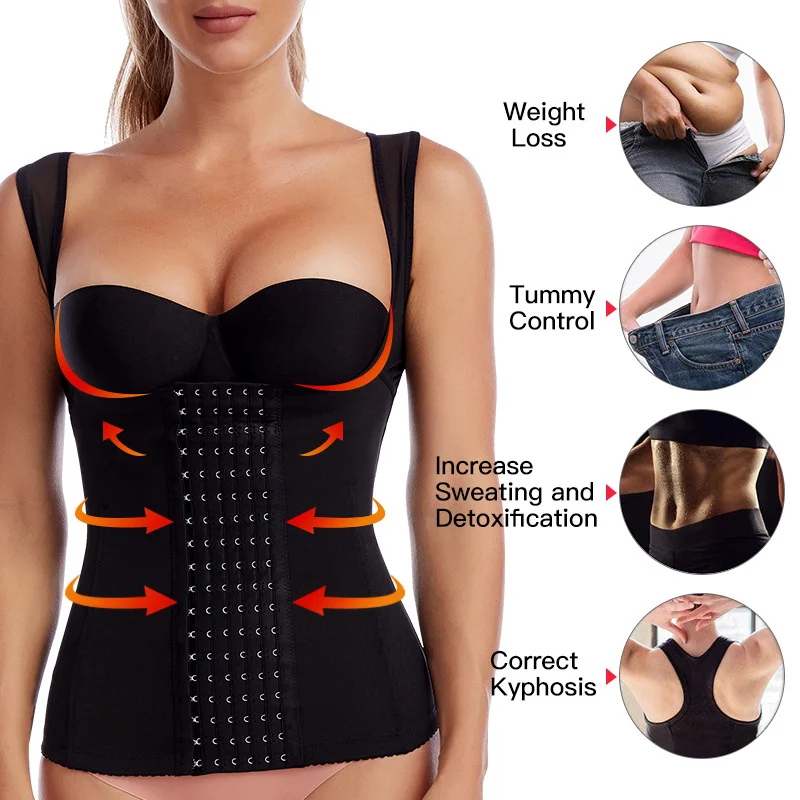 

Tummy Control Shaper Sports Fitness Workout Waist Cincher Corset Shapewear Tank Top Hook Full Body Shaper Underwear