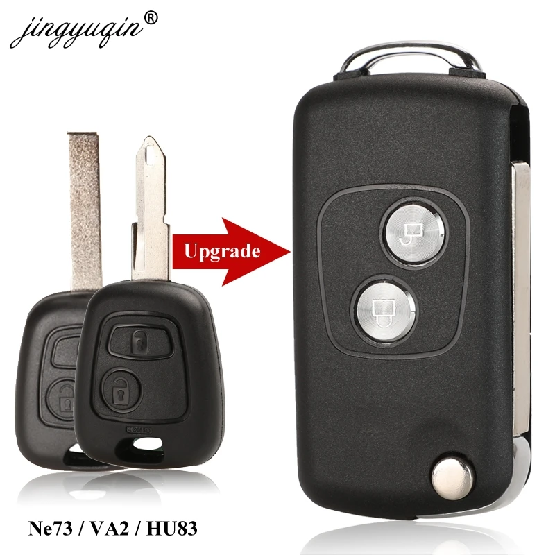 

jingyuqin 2 BTN Modified Flip Remote Car key Shell for Citroen C1 C2 C3 C4 Picasso Xsara Peugeot 206 306 307 107 207 407 Partner
