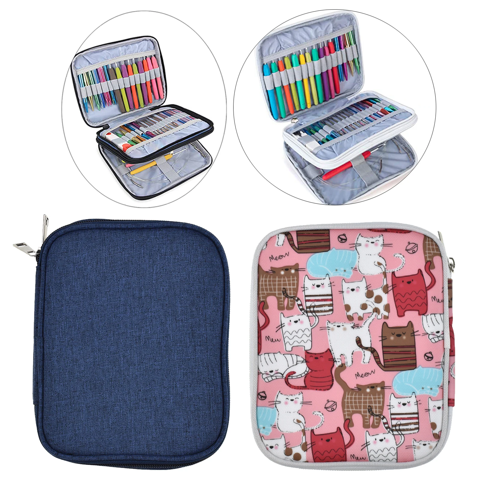 

Crochet Hook Case Storage Zipper Bag for Various Crochet Hooks Colorful Cat