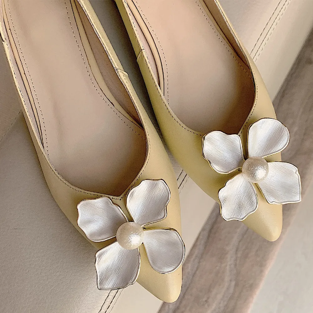 

Women's genuine leather slip-on flats single shoes flower decoration pointed toe casual daily footwear high quality shoes women