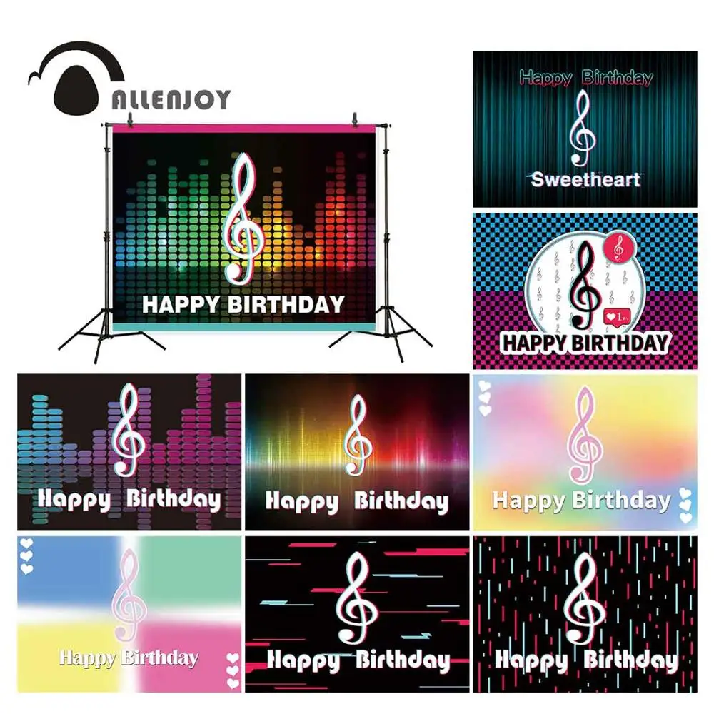 

Allenjoy Musical Symbol birthday party backdrop banner pink blue baby shower Celebrate lots of fans Custom background