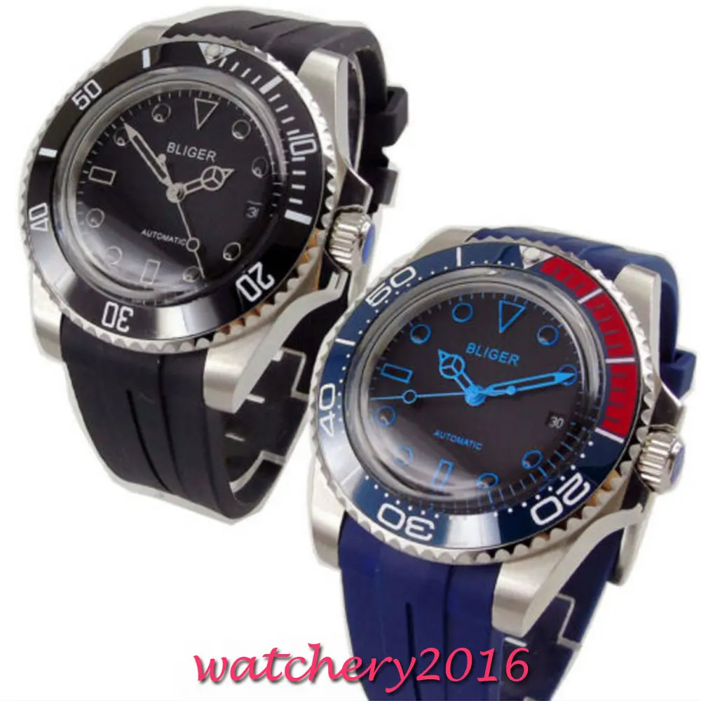 

Мужские автоматические часы с черным циферблатом, 40 мм