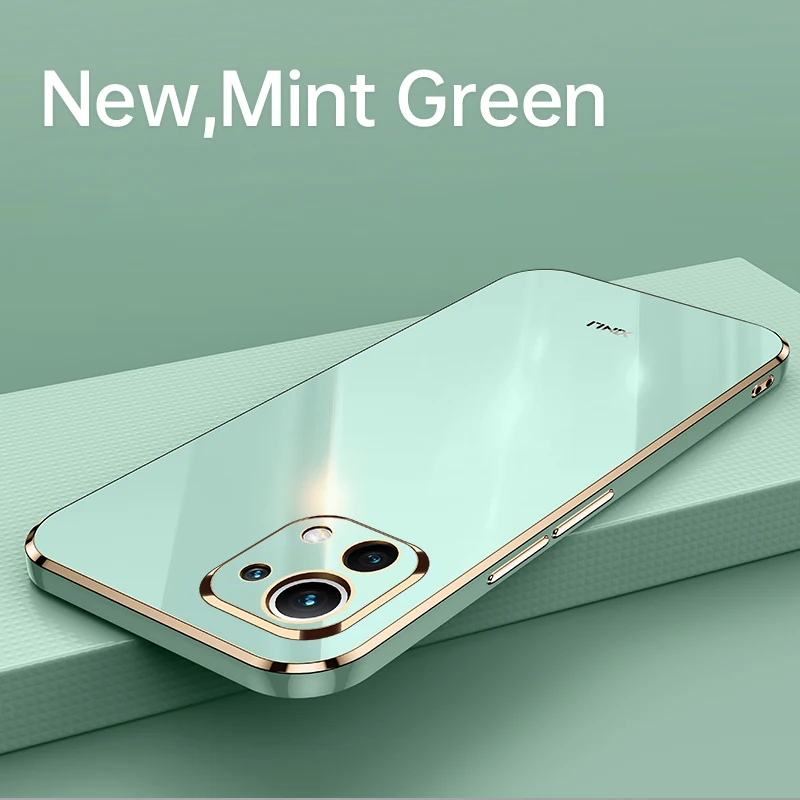 Luxury Plating Square Bumper Phone Case For Xiaomi Mi 11 Lite 5g Mi11 i 11i Girl 11lite 4g Soft Silicone Cover On Xiomi Xiaomi11