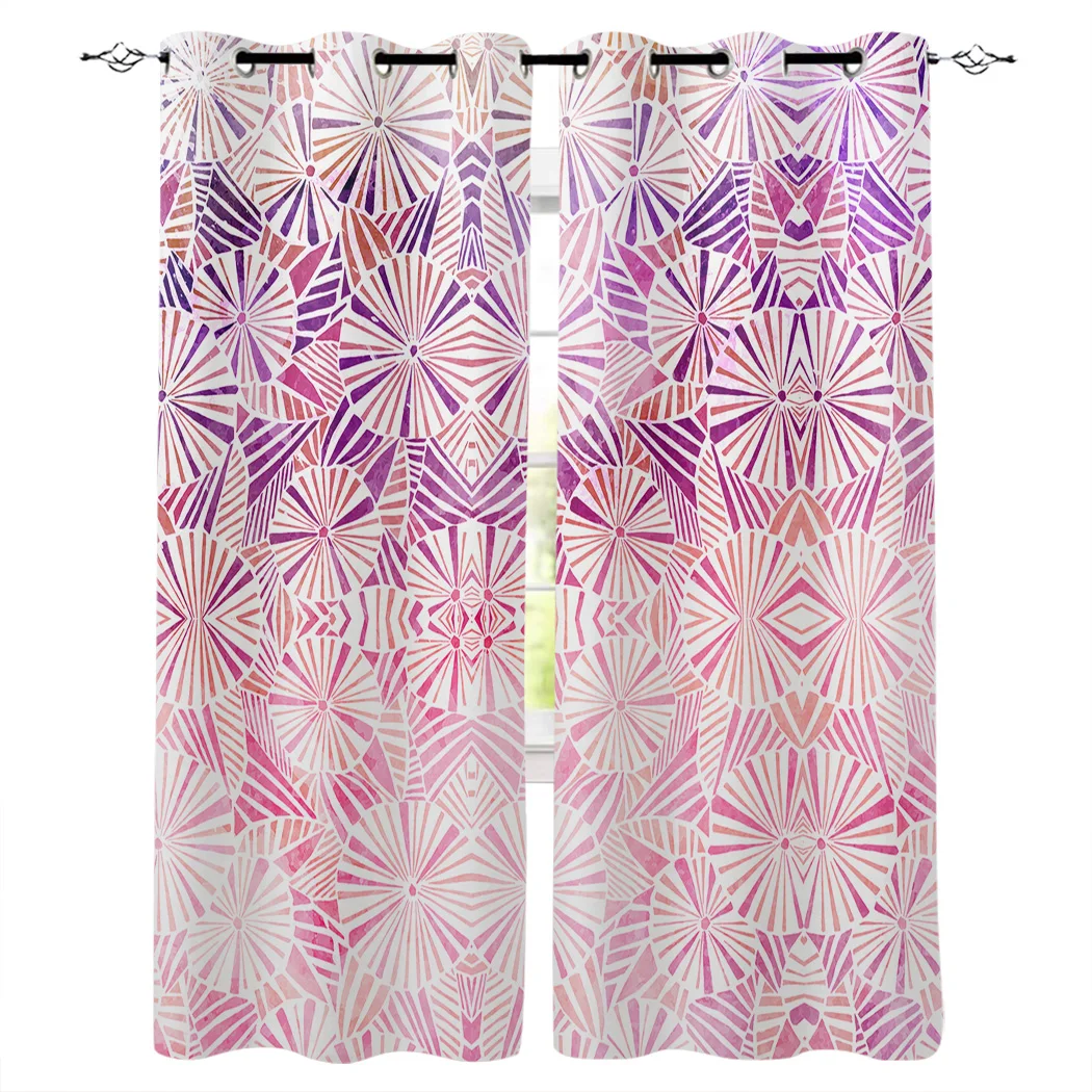 Розовый зонтик с геометрическим рисунком занавески на окна для гостиной