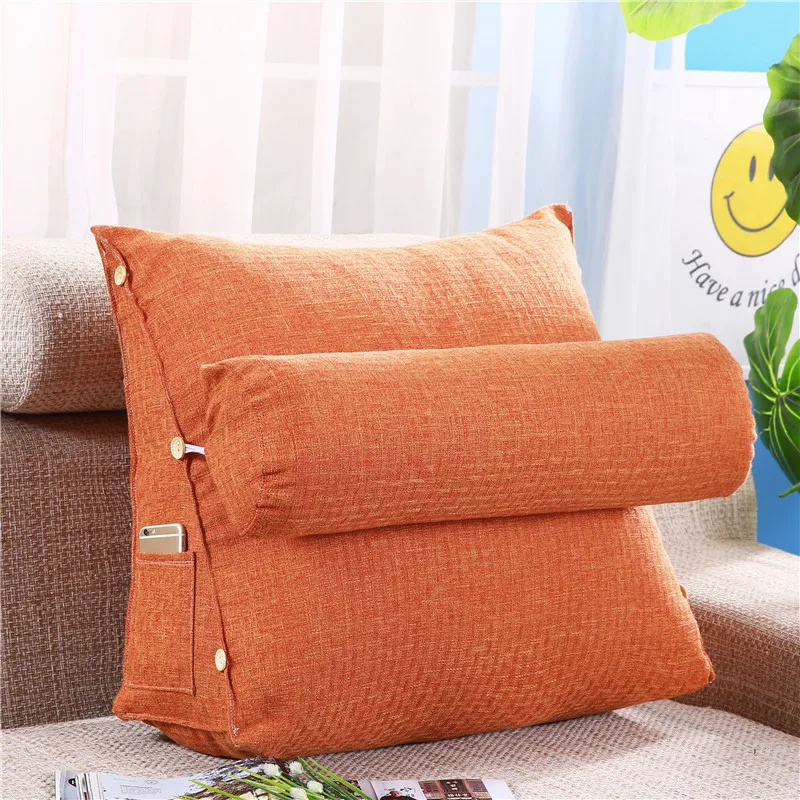 Simple Linen Bedside Triangle Cushion Office Bedroom Solid Color Cotton Sofa Christmas Pillow Covers 50C33 | Дом и сад