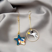 new creative cute earrings design starry sky space star earrings astronaut asymmetrical small stud earrings for women girl gift