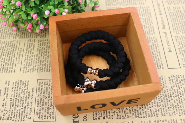 Бантик кнопка большой черный эластичный конский хвост держатели аксессуары для