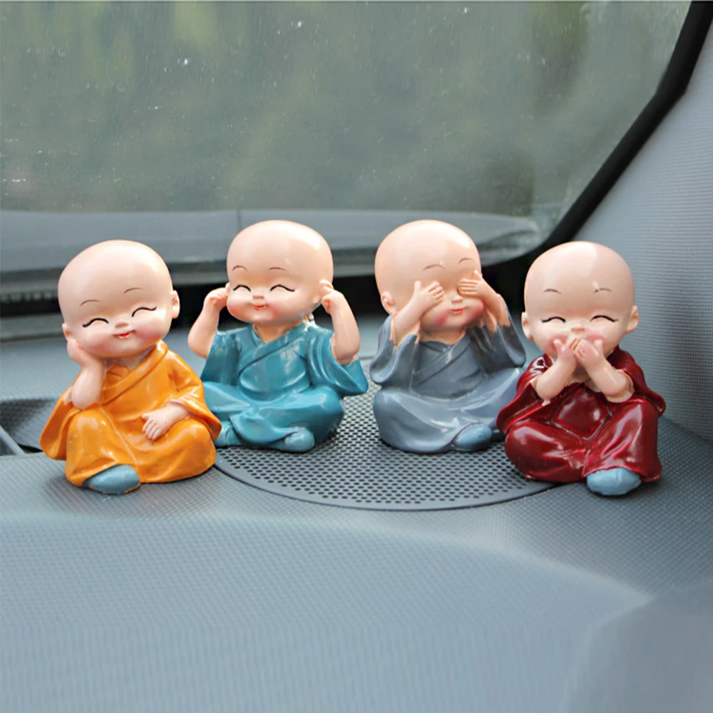 4 шт./компл. милая маленькая статуя монаха из смолы шалфей Будда кунг-фу