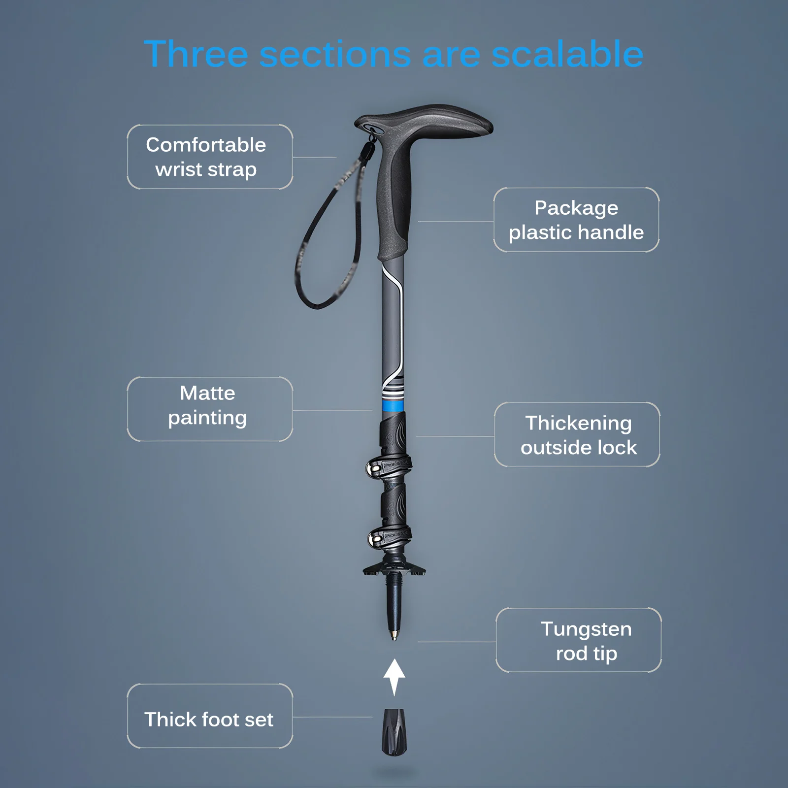 

Walking Poles Adjustable Trekking Pole Anti Shock Ultra Light Alpinism Poles Telescopic Ultralight Hiking Travel Non-Slip Stick