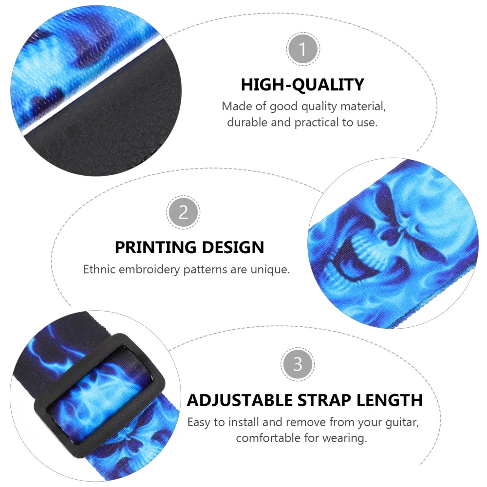 

1pc Creative Printing Guitar Strap Folk Style Electric Guitar Strap (Blue Black)