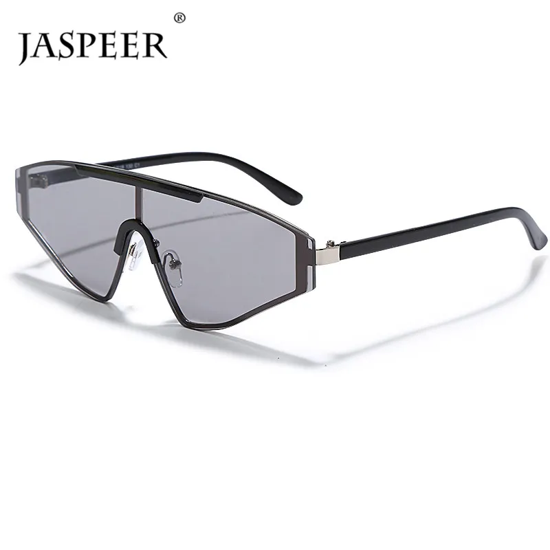 JASPEER Oversized Rimless Sunglasses Women One Piece Cat Eye Sunglasses Men Brand Designer 2020 Ladies UV400 Goggle Eyewear 3