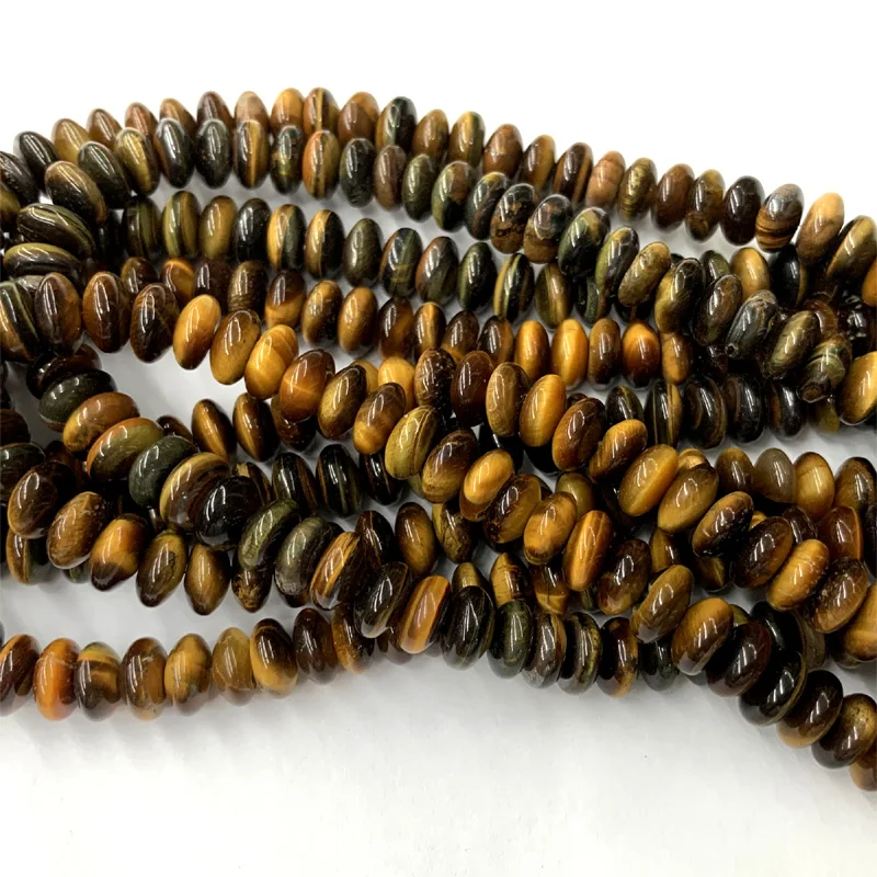 

15" Discount Wholesale Natural Blue Yellow Tiger's eye Rondelle Loose Stone Beads Fit Jewelry DIY Necklaces or Bracelets 06279