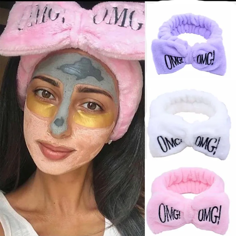 

Letter OMG Headbands for Women Girls Bow Wash Face Turban Makeup Elastic Hair Bands Coral Fleece Hair Accessories