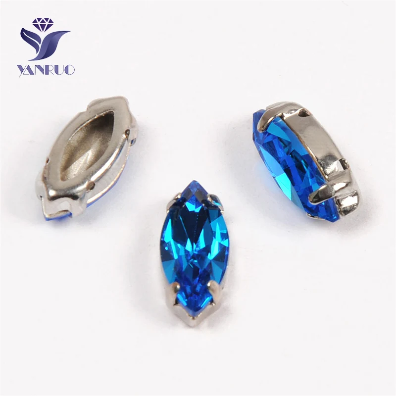 Capri Blue Yanruo 4200 забавные маркизы с камнями K9 Глаза Лошади Стразы заостренные сзади Стразы все для шитья - Цвет: Capri Blue