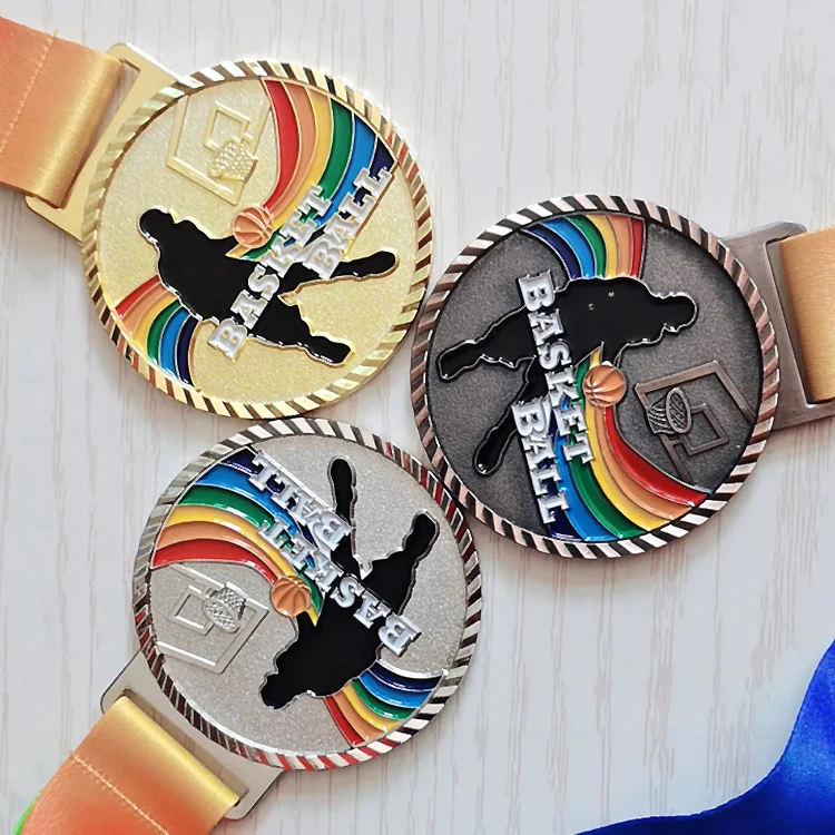 

Slam Dunk Color Medal + Color Ribbon Is Suitable For All Kinds Of Basketball Games 6.8CM
