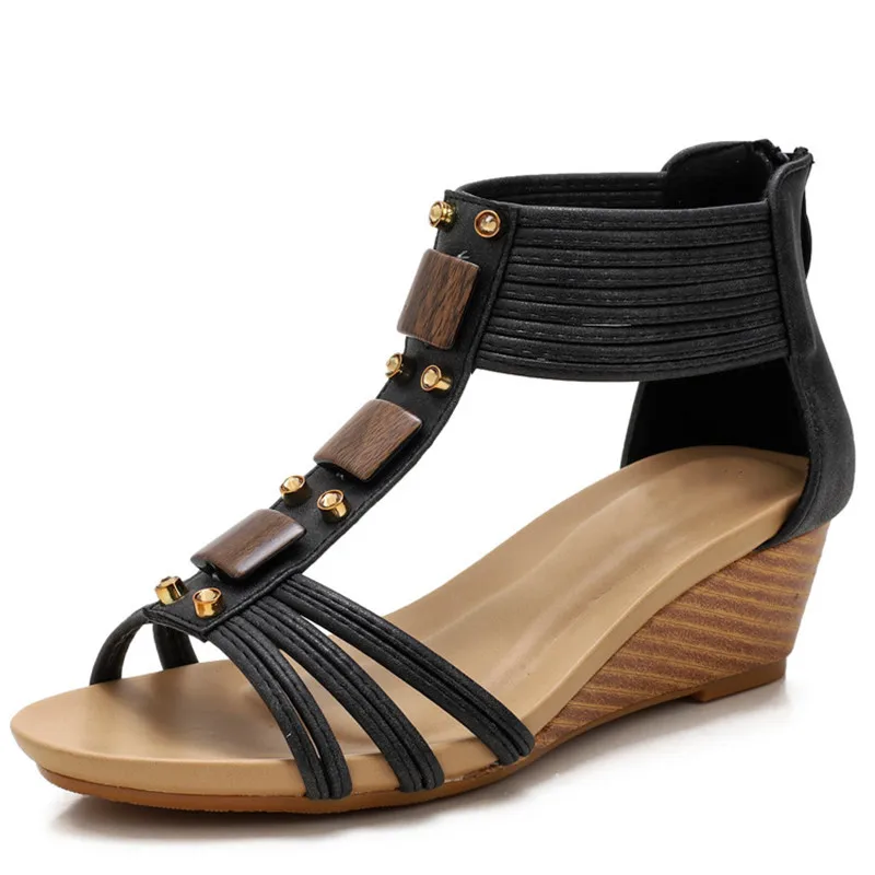 

"Women 's wedge sandals & # 39' s new sexy fashion girls Roman shoes Bohemia comfortable sandals large-sized SIZE42