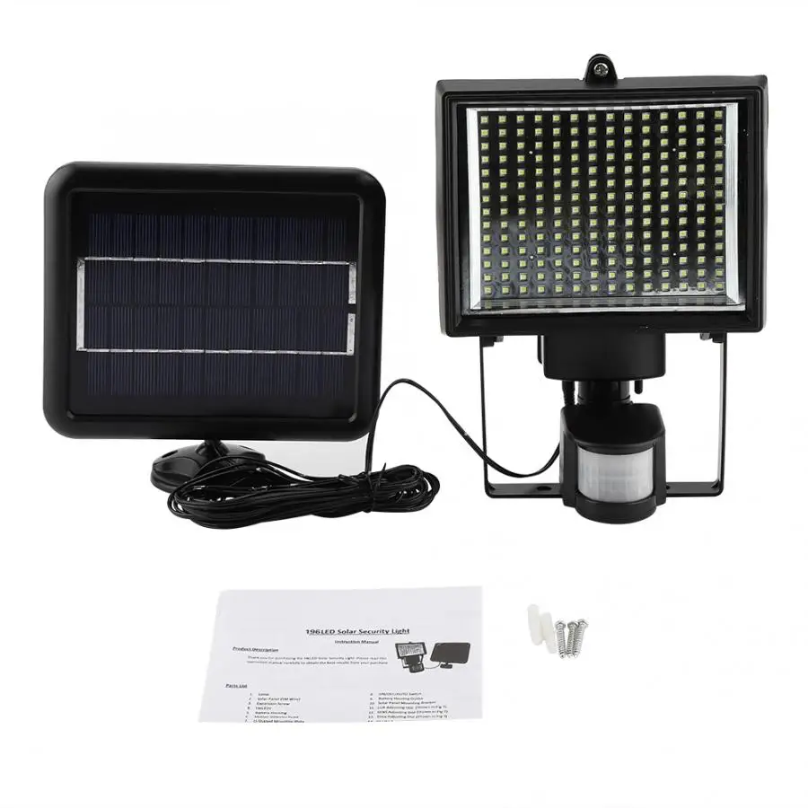 Уличный 196 светодиодный s датчик движения на солнечной энергии настенный