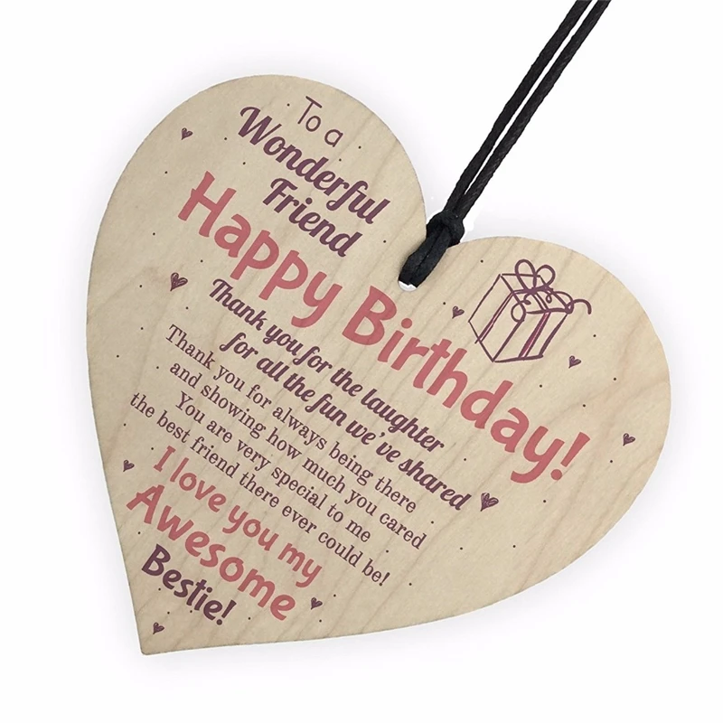 

Printing Happy Birthday Heart Plaque Best Birthday Gift Wooden Crafts Birthday Card Home decorating Christmas Tree Ornaments
