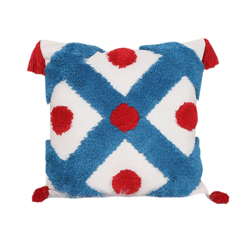 

Moroccan Geometric Tufted Cushion Cover 45x45cm Embroidery Pillow Cover Boho Pillow Wave Home Decorative Pillow Case