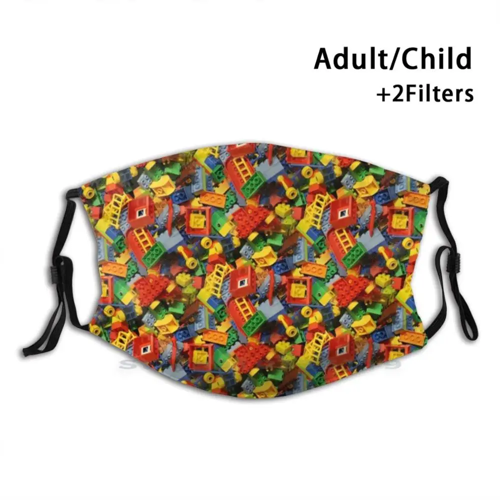 

En Bloc ( Pattern ) Print Reusable Pm2.5 Filter DIY Mouth Mask Kids Toy Bricks Rainbow Yampimon Color Colour Repeat Tiled
