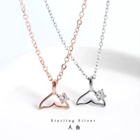 dolphin tail necklace girls mini fishtail collarbone necklace accessories s925 sterling silver ins temperament simple cross