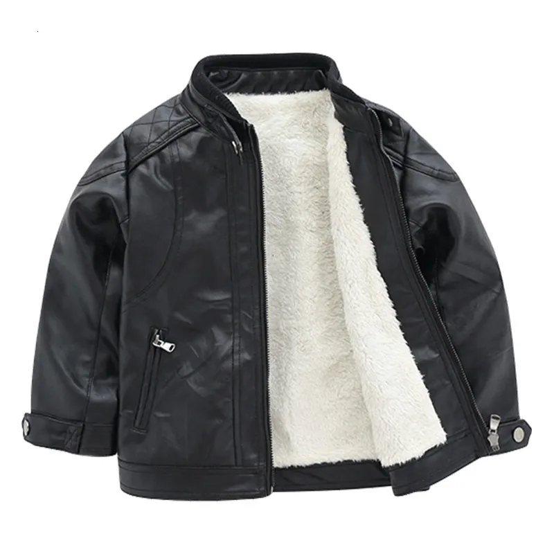 Кожаная куртка для мальчиков 2019 зимняя детская одежда утепленное Свободное