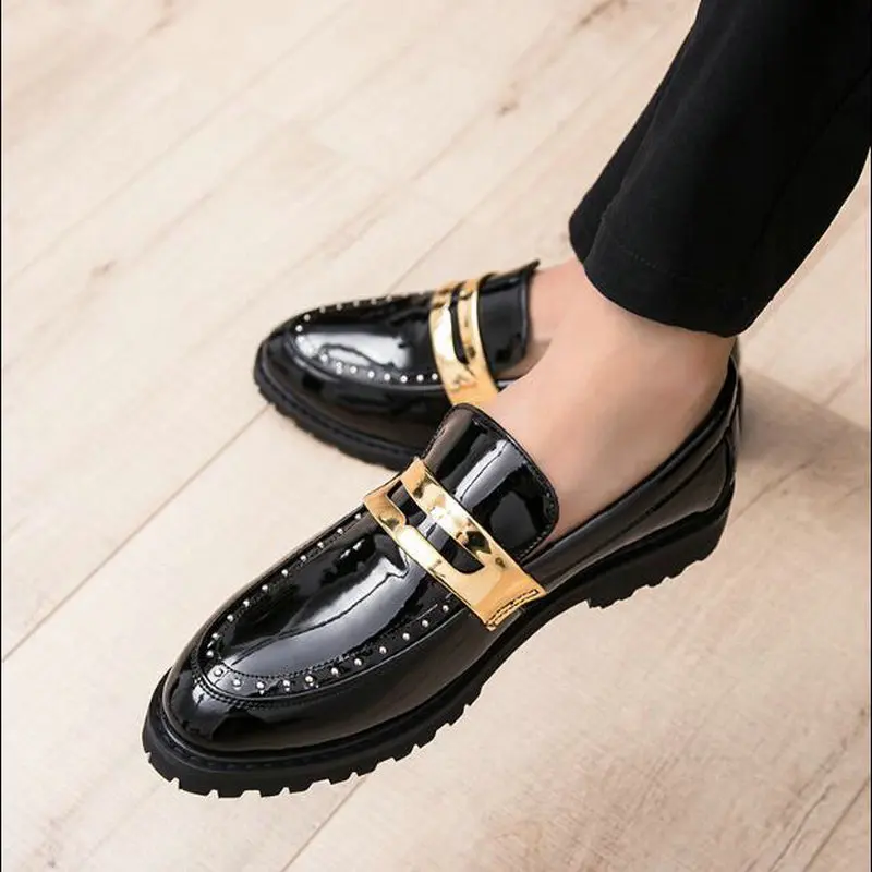 

Men Dress Shoes Business Wedding Shoes Male Slip On Formal Shoes PU Leather Oxfords Pointed Toe Moccasins Loafers shoes ch65