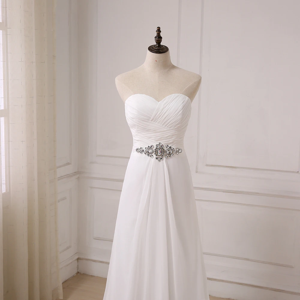 Jiayigong Real White/ Ivory Chiffon Beach Wedding Dresses Vestido De Noiva Sweetheart Sleeveless Bridal Gowns Plus Size | Свадьбы и