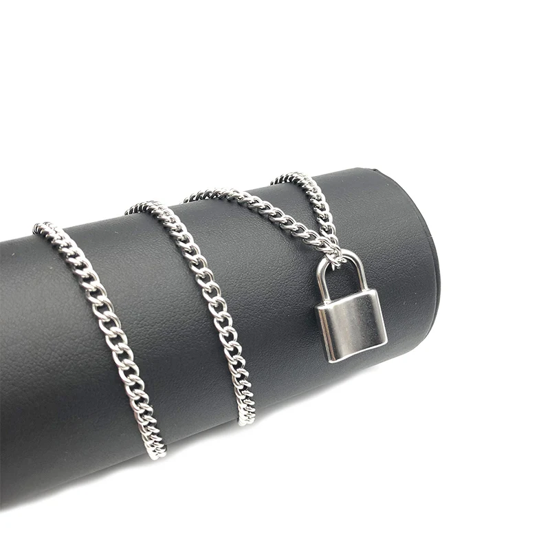 Модное ожерелье с подвеской в виде висячего замка серебряный цвет 100% цепочка из