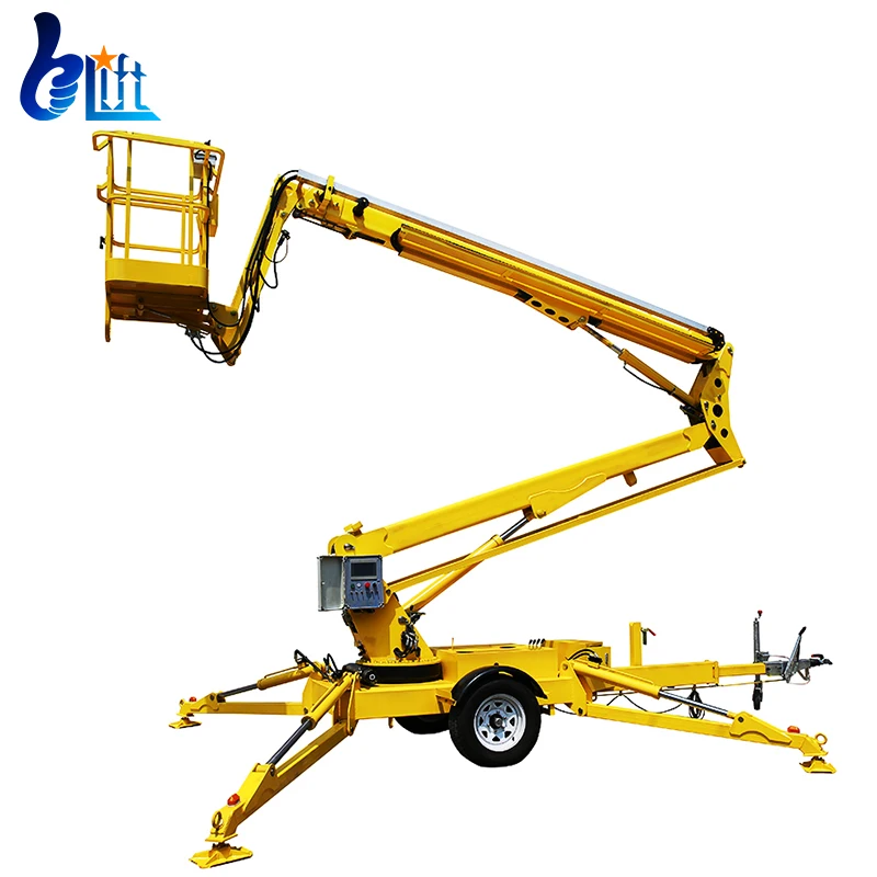 Towable Motorized Hydrolic Lifter Motor 14m Cherry Picker Price Manufacturers Boom Lift |