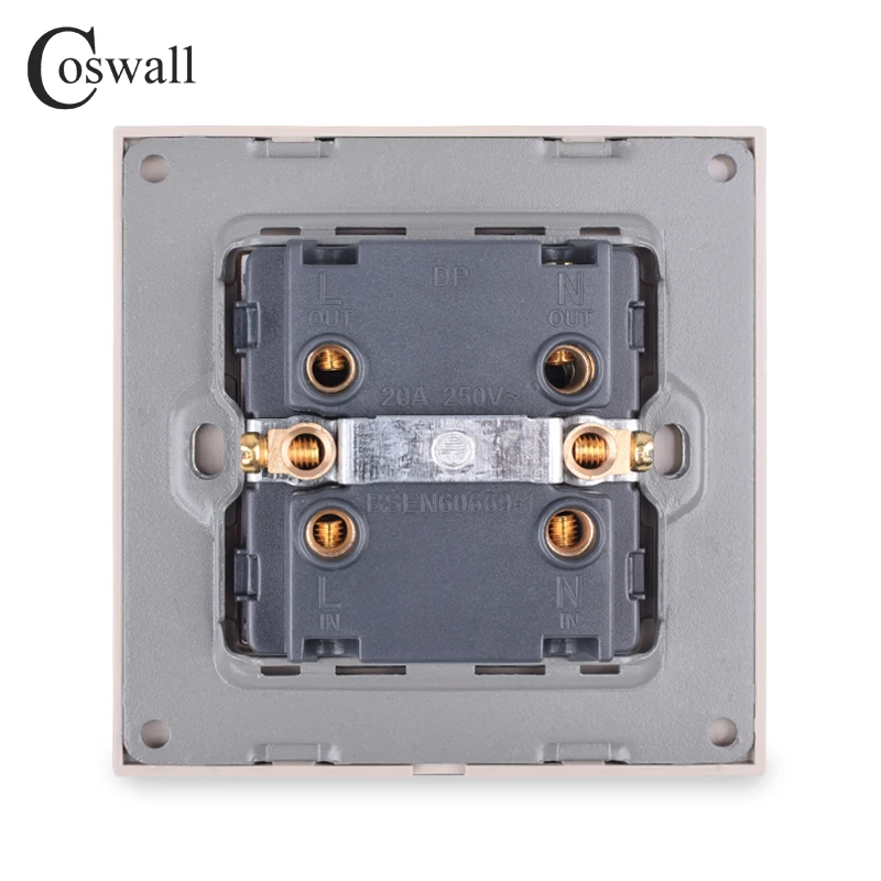 Переключатель COSWALL 20A DP с неоновой стеклянной панелью для водонагревателя