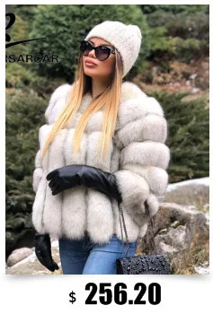 FURSARCAR новая куртка из натурального меха женская зимняя шуба из лисьего меха Роскошная теплая Модная саржевая дизайнерская короткая подлинный натуральных мех куртка