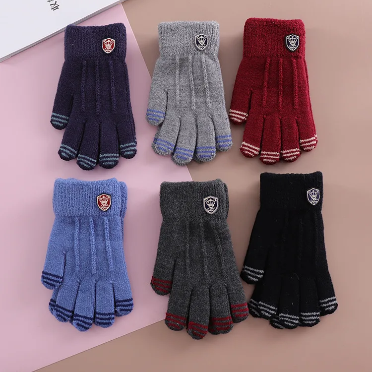 2020 Children gloves Winter autumn fingers warm soft knitted boys fashion for Kids 7~ 11Yrs with high quality | Детская одежда и