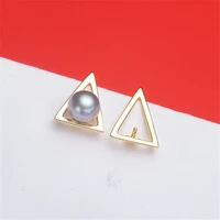real solid 925 sterling silver pearl stud earrings accessories findings diy jewelry ear hook blank empty support