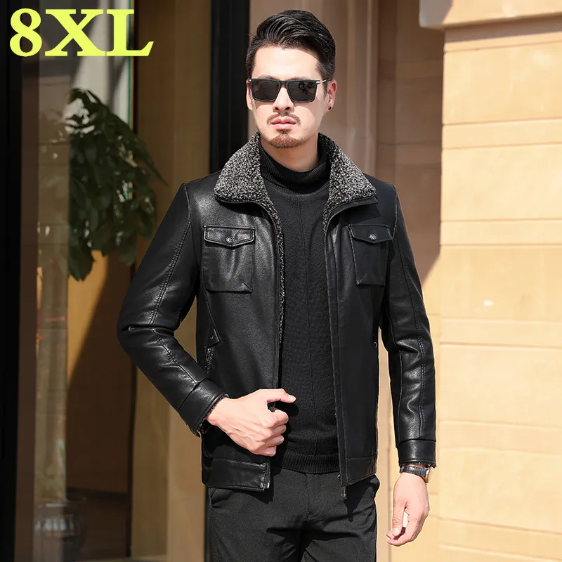 Мужская зимняя куртка из овечьей кожи размеры до 7XL | одежда