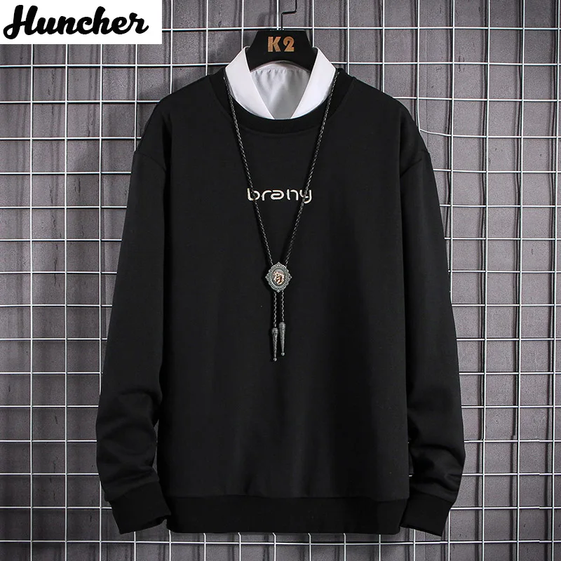 Хунчер Мужской свитшот 2020 мужской большой размер винтажный Повседневный Черный