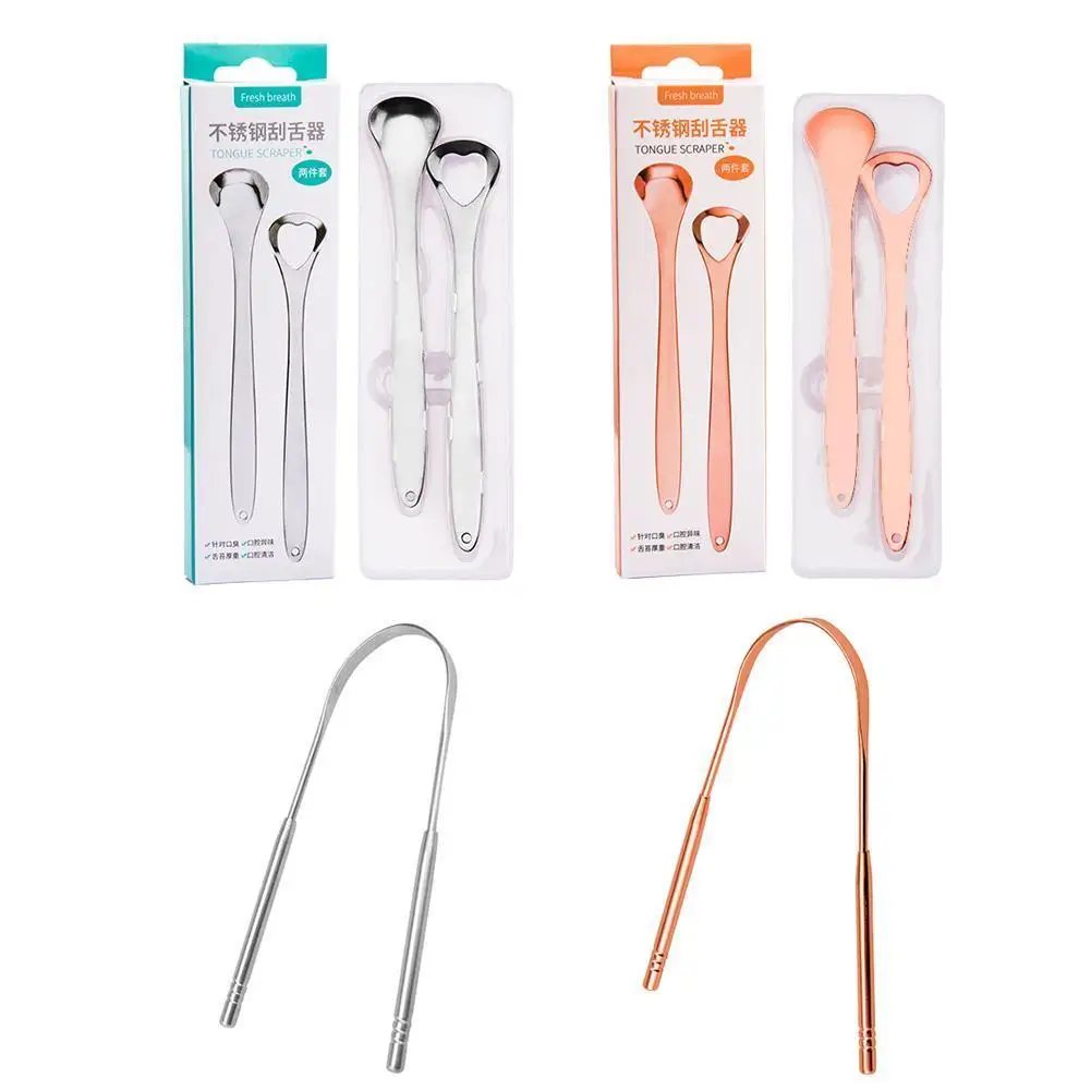 

Tongue Cleaner With Travel Handy Case Steel Kit Adult Tool Brush Metal Tongue Scraper Dental Dental Care Y9S8