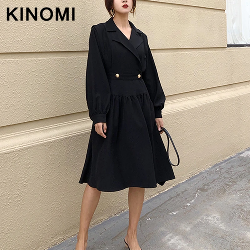 KINOMI 2019 Новый Фонари с длинными рукавами зимние платья Мода Осень корейский стиль
