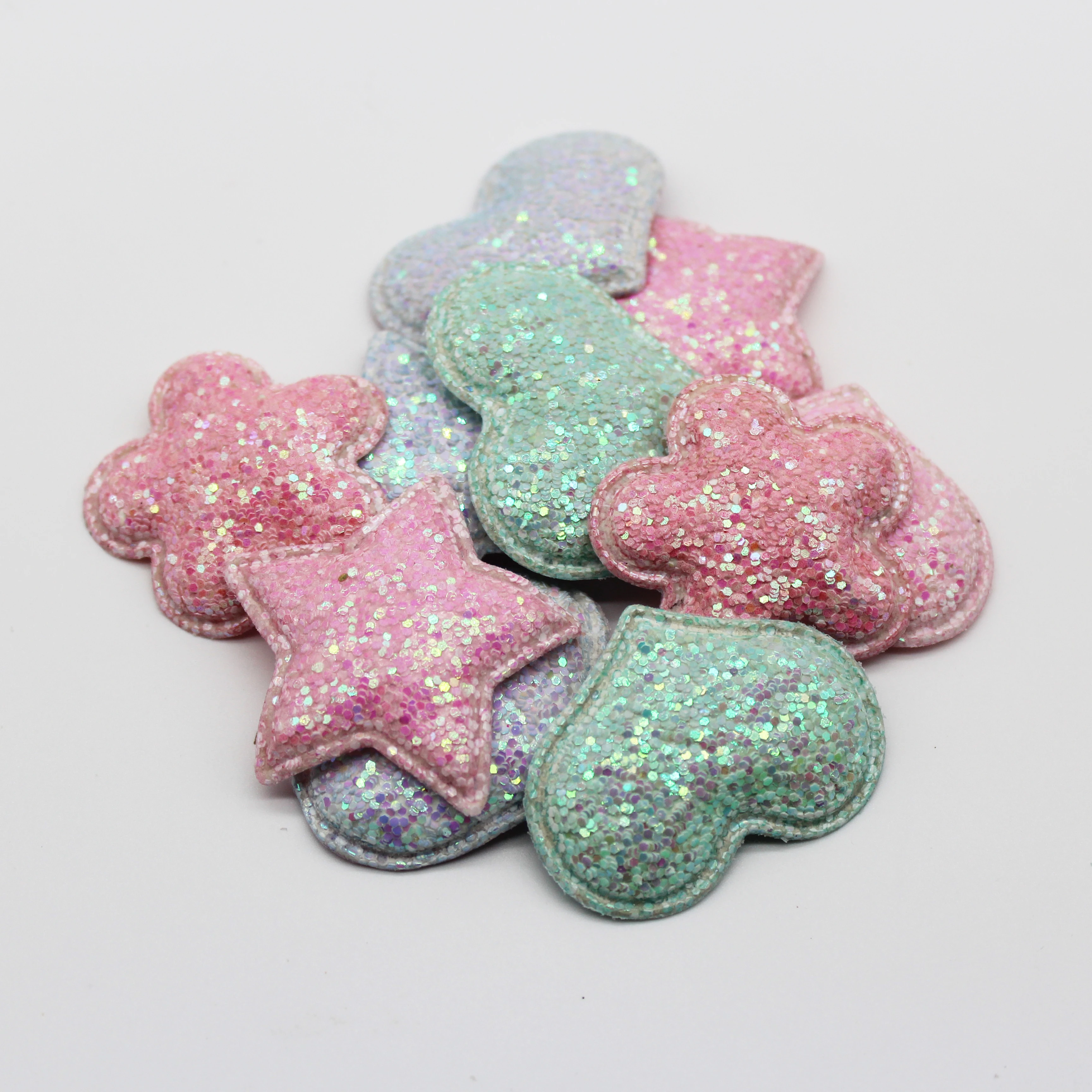 4 см цветные блестящие патчи конфетного цвета Сердце цветок Звезды Мягкие