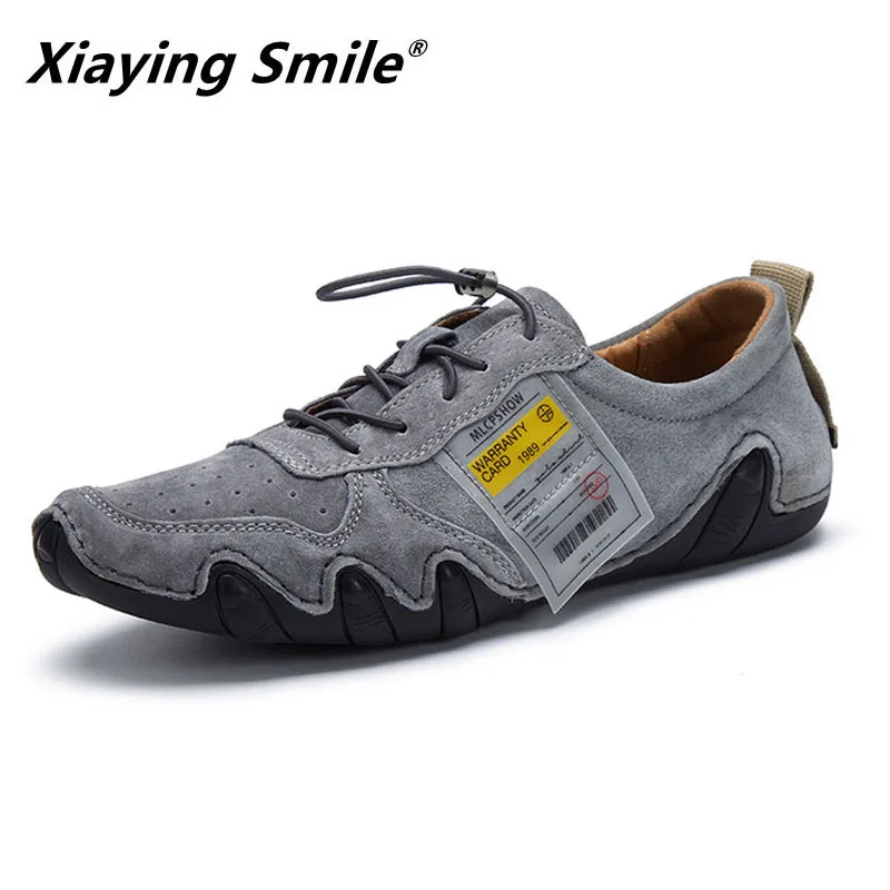 Мужские замшевые туфли со шнуровкой повседневные рабочие из свиной кожи обувь