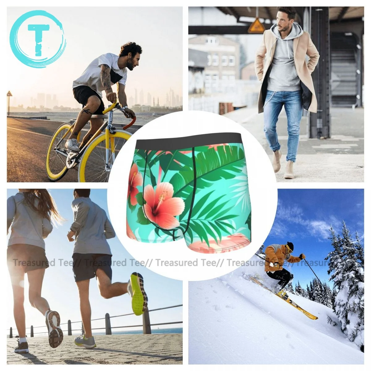 

Hibiscus Underwear Trenky Polyester Cute Trunk Boys Sublimation Sublimation Boxer Brief