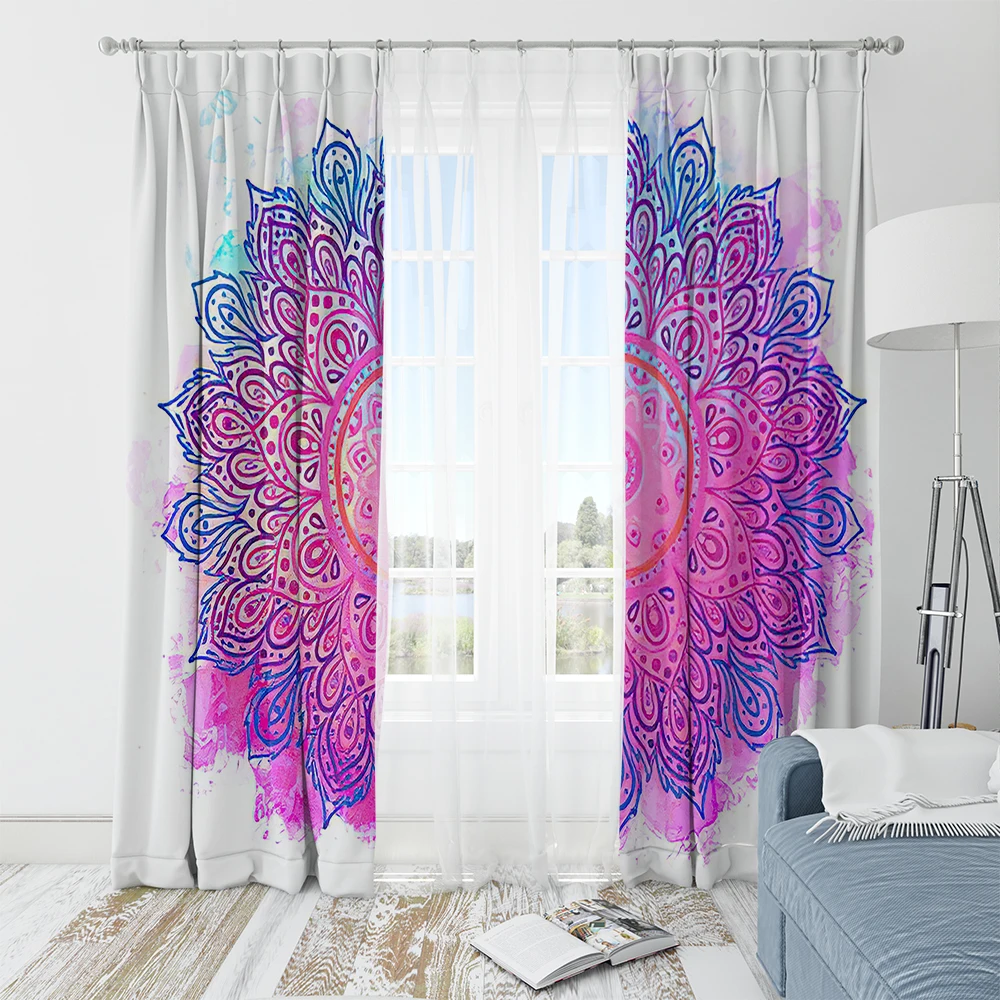 

Mandala Curtains For Living Room Bedroom 3D Print Luxury Bohemia Modern Custom French Windows Home Apartment Decoration