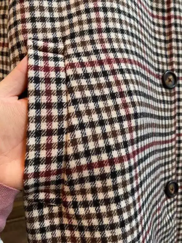 

Autumn Winter Women Wool Coat Long Sleeve Single Breasted Fashion Turn Down Female Blends Causal Loose Outwear Classic Woolen Ou