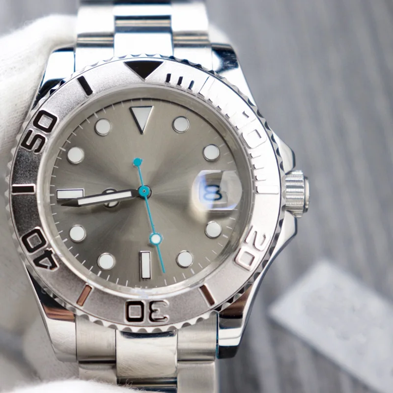 

Fashion leisure white steel band watch automatic mechanical men's watch rotating ring mouth luminous calendar men's watch luxury