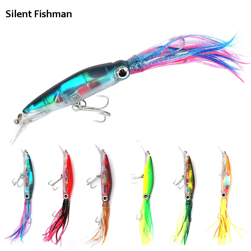 1pcs Hard Fishing Lure Fish Bait 22cm/41g 6 Color Squid High Carbon Steel Hook Octopus Crank For Artificial Tuna Sea Allure Tool |