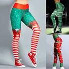 Рождественские штаны для йоги женские с высокой талией эластичные леггинсы для тренажерного зала, Спортивная одежда для фитнеса быстросохнущие брюки Цветные Леггинсы для йоги