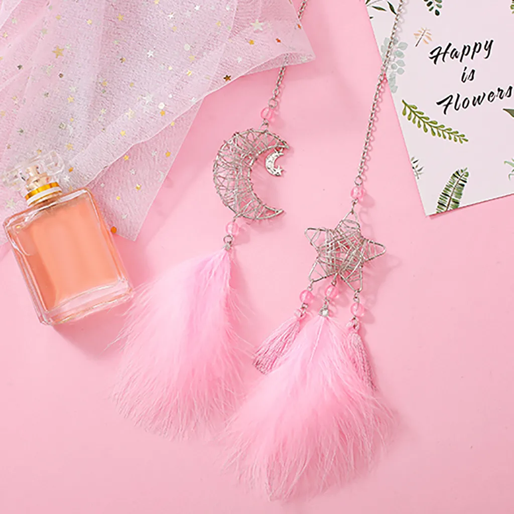 Ажурная подвеска в виде Луны пера Ловец снов изысканная ручная работа для