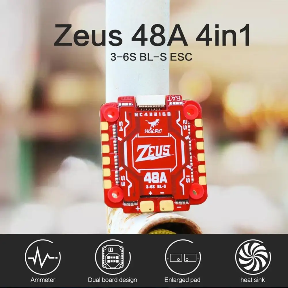 

45x40mm HGLRC Zeus 48A 3-6S Blheli_S 4in1 ESC w/ Current Sensor Electronic Speed Controllers ESC for FPV Racing Drone Quadcopter