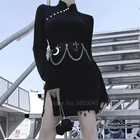 Платье Чонсам с разрезом для женщин и девушек, черное готическое уличное платье в китайском стиле сексуальный короткий в обтяжку Ципао, цепочка в стиле стимпанк с поясом